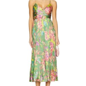 NWT ASTR THR LABEL PLEATED MAEVE MIDI DRESS